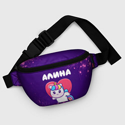 Поясная сумка Алина единорог с сердечком, цвет: 3D-принт — фото 2