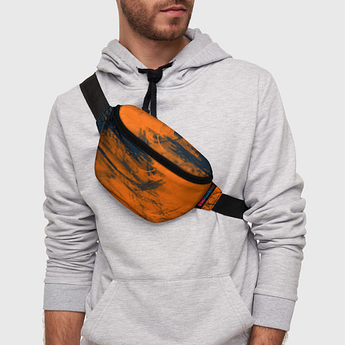 Поясная сумка Абстрактная оранжевая поверхность и чёрные тени / 3D-принт – фото 3