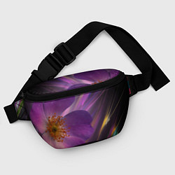 Поясная сумка Фиолетовый цветок светящийся, цвет: 3D-принт — фото 2