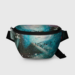 Поясная сумка Абстрактный голубой туман, краски и блёстки, цвет: 3D-принт
