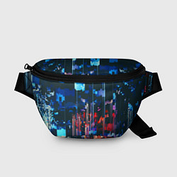 Поясная сумка Огни большого города - Глитч, цвет: 3D-принт