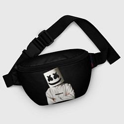 Поясная сумка Marshmello на чёрном фоне, цвет: 3D-принт — фото 2