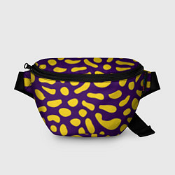 Поясная сумка Желтые пятна на фиолетовом фоне, цвет: 3D-принт