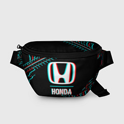 Поясная сумка Значок Honda в стиле glitch на темном фоне, цвет: 3D-принт
