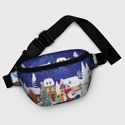 Поясная сумка Дед Мороз едет на скутере с подарками в Новогоднюю, цвет: 3D-принт — фото 2