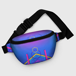 Поясная сумка Многоцветный градиент с геометрическими фигурами, цвет: 3D-принт — фото 2
