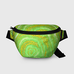Поясная сумка Салатовая золотистая абстракция, цвет: 3D-принт