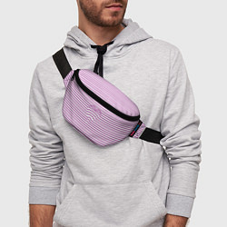 Поясная сумка Полосатый паттерн бело-розового цвета, цвет: 3D-принт — фото 2
