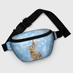 Поясная сумка Кролик и снежинки, цвет: 3D-принт — фото 2