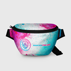 Поясная сумка Manchester City neon gradient style: надпись и сим, цвет: 3D-принт