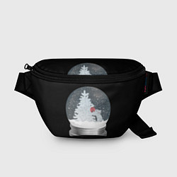 Поясная сумка Снежный шар с символом года кроликом, цвет: 3D-принт