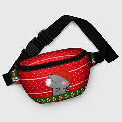 Поясная сумка Серый котик - игра в снежки, цвет: 3D-принт — фото 2