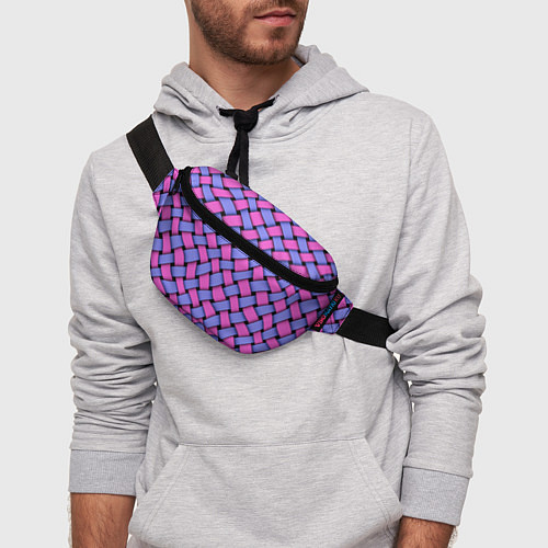Поясная сумка Фиолетово-сиреневая плетёнка - оптическая иллюзия / 3D-принт – фото 3