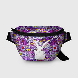 Поясная сумка Веселый кролик в цветах, цвет: 3D-принт