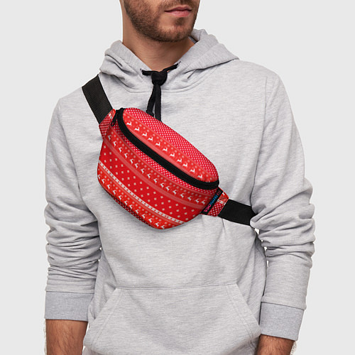 Поясная сумка Праздничный красный свитер / 3D-принт – фото 3