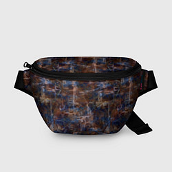 Поясная сумка Коричневый с синим абстрактный гранжевый, цвет: 3D-принт