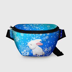 Поясная сумка Милый кролик в снежинках, цвет: 3D-принт