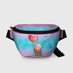 Поясная сумка Мишка с красным сердечком, цвет: 3D-принт