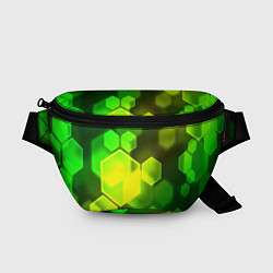 Поясная сумка Зелёные соты абстракция, цвет: 3D-принт