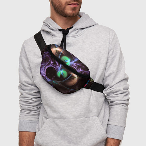 Поясная сумка Магические фиолетовые волны и цветные космические / 3D-принт – фото 3
