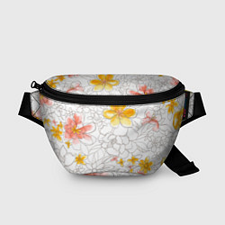 Поясная сумка Нарисованный цветы - светлый, цвет: 3D-принт