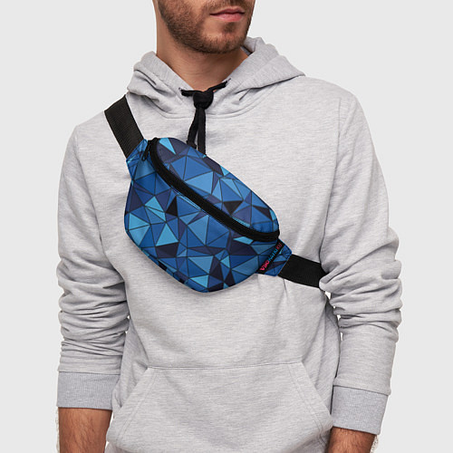 Поясная сумка Синие треугольники, абстракт / 3D-принт – фото 3