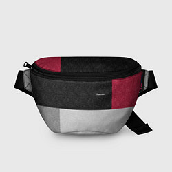 Поясная сумка Комбинированный серо красный узор с надписью Росси, цвет: 3D-принт