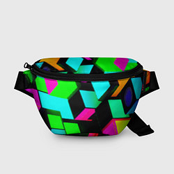 Поясная сумка Неоновые светящиеся кубики, цвет: 3D-принт