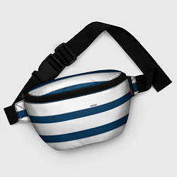 Поясная сумка Бело-синий полосатый узор, цвет: 3D-принт — фото 2