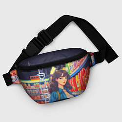 Поясная сумка Crush - ретро девочка-аниме в магазине, цвет: 3D-принт — фото 2
