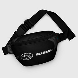 Поясная сумка Subaru speed на темном фоне со следами шин: надпис, цвет: 3D-принт — фото 2