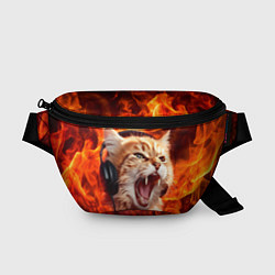 Поясная сумка Кот пламенный меломан, цвет: 3D-принт