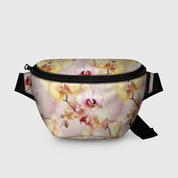 Поясная сумка Желтые и нежно-розовые орхидеи - паттерн, цвет: 3D-принт