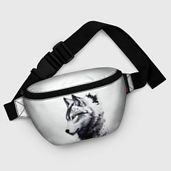 Поясная сумка Белый волк - краски, цвет: 3D-принт — фото 2