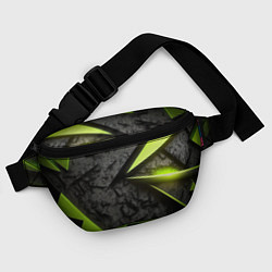 Поясная сумка Зеленые абстрактные осколки, цвет: 3D-принт — фото 2
