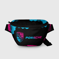Поясная сумка Porsche - neon gradient: надпись и символ, цвет: 3D-принт