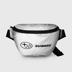 Поясная сумка Subaru speed на светлом фоне со следами шин: надпи, цвет: 3D-принт