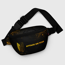 Поясная сумка Attack on Titan - gold gradient: надпись и символ, цвет: 3D-принт — фото 2
