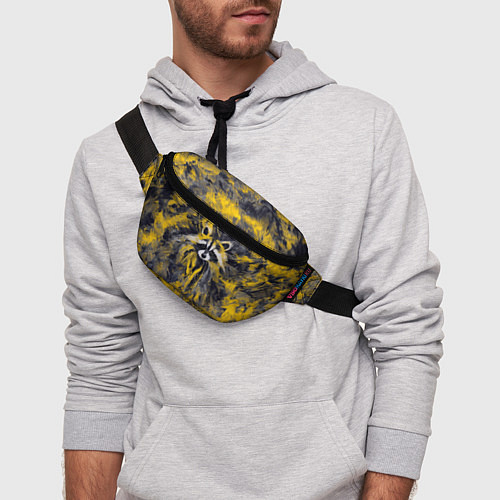 Поясная сумка Абстрактный желтый енот в стиле арт / 3D-принт – фото 3