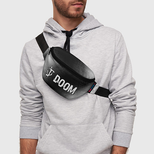 Поясная сумка Doom glitch на темном фоне: надпись и символ / 3D-принт – фото 3