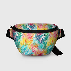 Поясная сумка Акварельные листья паттерн, цвет: 3D-принт