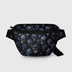 Поясная сумка Черные металлические черепа, цвет: 3D-принт