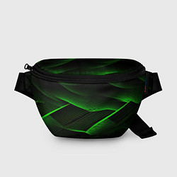 Поясная сумка Зеленые абстрактные полосы, цвет: 3D-принт