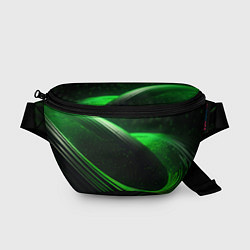 Поясная сумка Зеленые абстрактные волны, цвет: 3D-принт