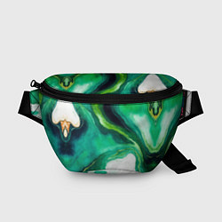 Поясная сумка Жидкий изумруд в стиле арт, цвет: 3D-принт