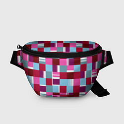Поясная сумка Ретро квадраты вишнёвые, цвет: 3D-принт