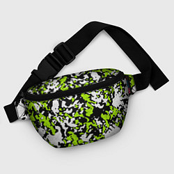 Поясная сумка Абстракция чёрно-зелёная, цвет: 3D-принт — фото 2