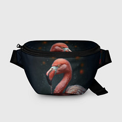 Поясная сумка Фламинго с каплями воды, цвет: 3D-принт