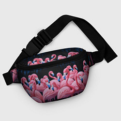 Поясная сумка Стая розовых фламинго в темноте, цвет: 3D-принт — фото 2