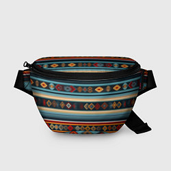 Поясная сумка Этнический орнамент в горизонтальную полоску, цвет: 3D-принт